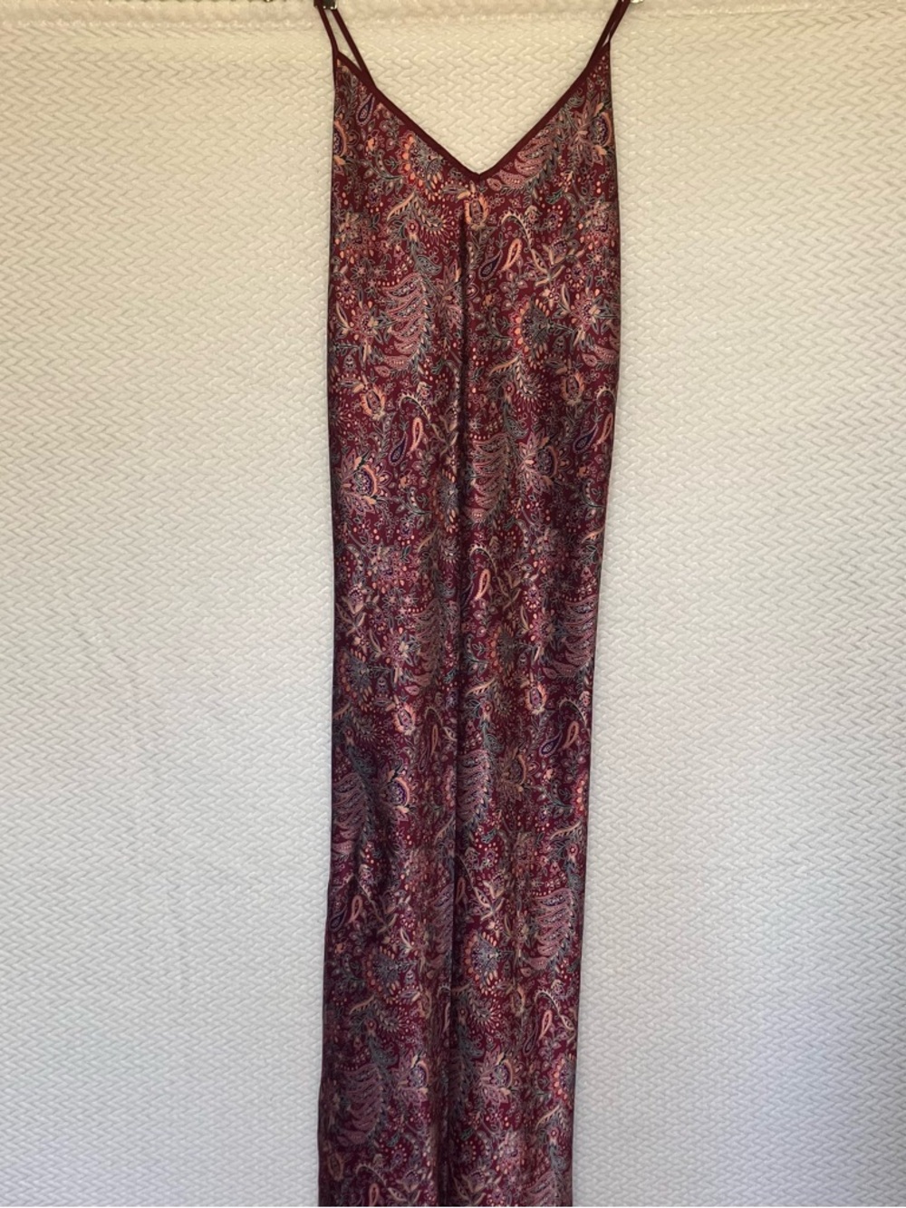 Vintage Versailles Satin Paisley Maxi Chemise Nightgown Slip Dress Burgundy M - Picture 3 of 9